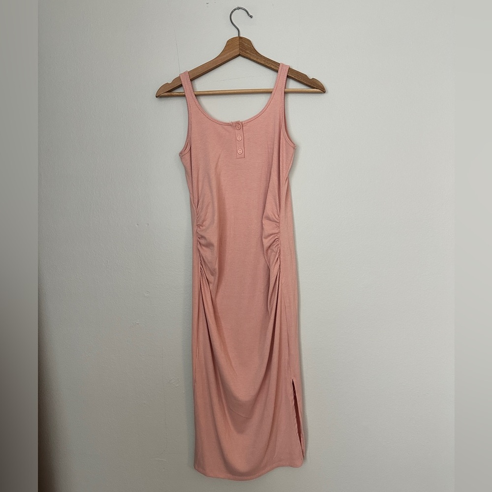 Maternity Dress with Side Slit Pink/Cream